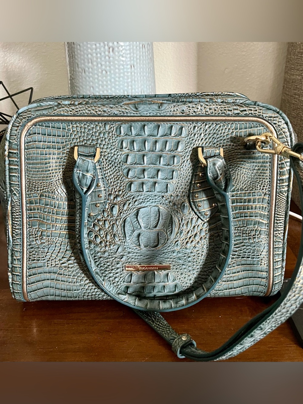 Brahmin Marissa Satchel in Slate Stratos